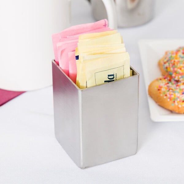 Tablecraft 1156 2" x 2" Square Stainless Sugar Caddy – item 1241156 image 2