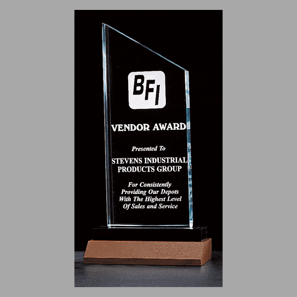 4.5" x 9.25" Zenith Series Jade Acrylic w/ Black Award – item A3109JD