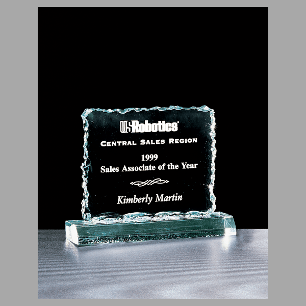 6.5" x 5.25" Crushed Ice Jade Acrylic Award – item A3255