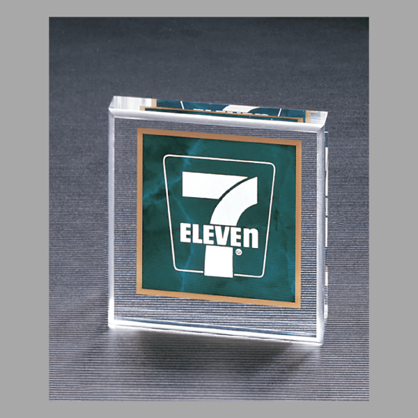 3.75" x 3.75" Emerald Marble Design Acrylic Paperweight – item A6375EM
