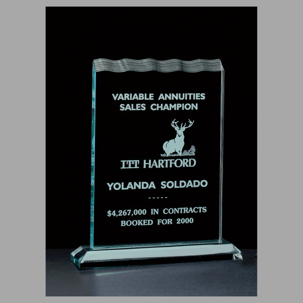 5.5" x 7.25" Tidal Series Jade Acrylic Award – item A6424
