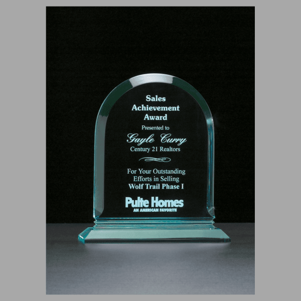 8.5" x 9.75" Arch Series Jade Acrylic Award – item A6524