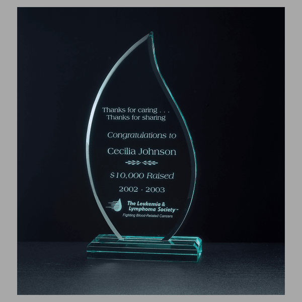3.562" x 7.75" Flame Series Jade Acrylic Award – item A6534