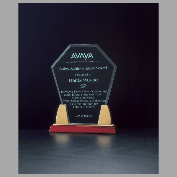 7.5" x 8.75" Diamond Series Jade Acrylic w/ Rosewood Award – item A6542