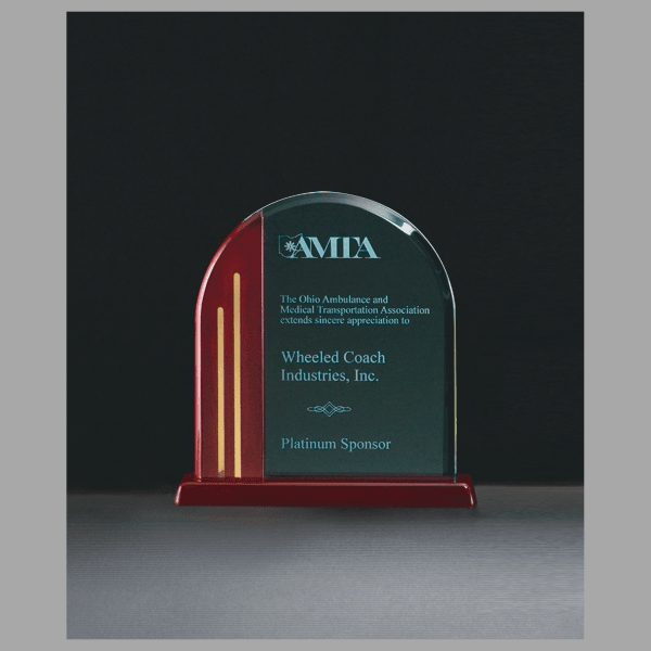 7.5" x 7.875" Arch Series Jade Acrylic w/ Rosewood Award – item A6575