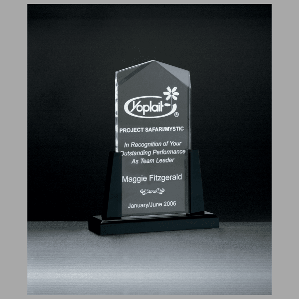 6.5" x 10" Spire Series Clear Acrylic Upright on Award – item A6587