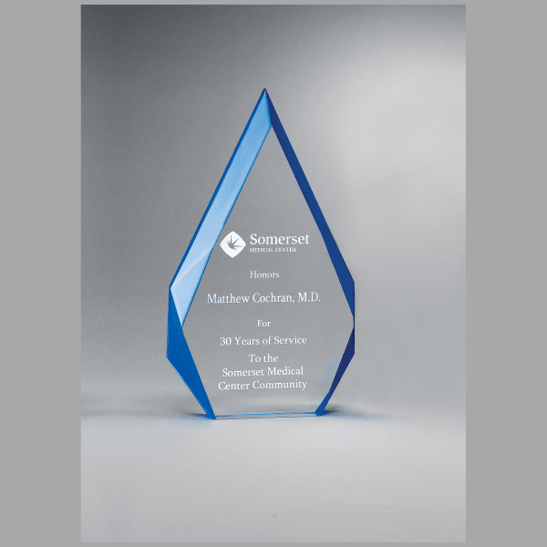 6.25" x 9.875" Flame Series Clear Freestanding Award – item A6750