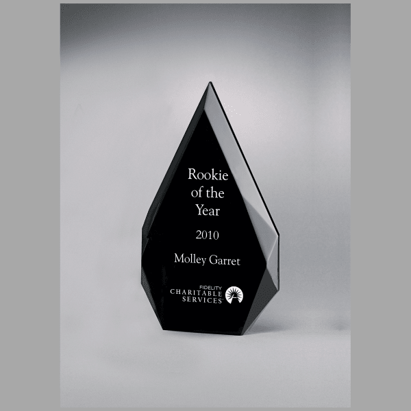 5.25" x 8.875" Flame Series Clear Freestanding Award – item A6755