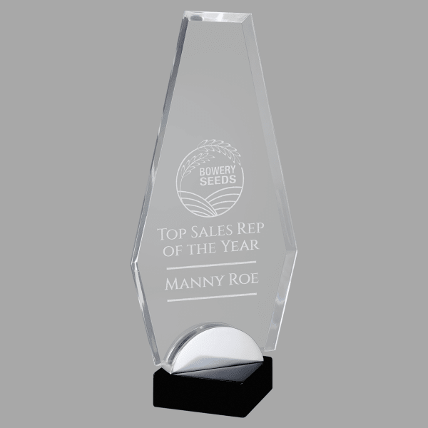 4.5" x 7.375" Flame Series Acrylic w/ Black & Silver Award – item A6907