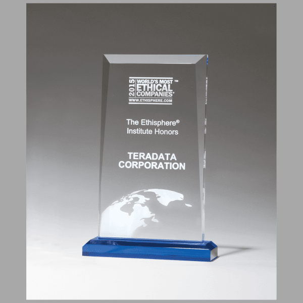 5.5" x 8.75" Apex Series Clear Acrylic Award w/ Blue – item A6984