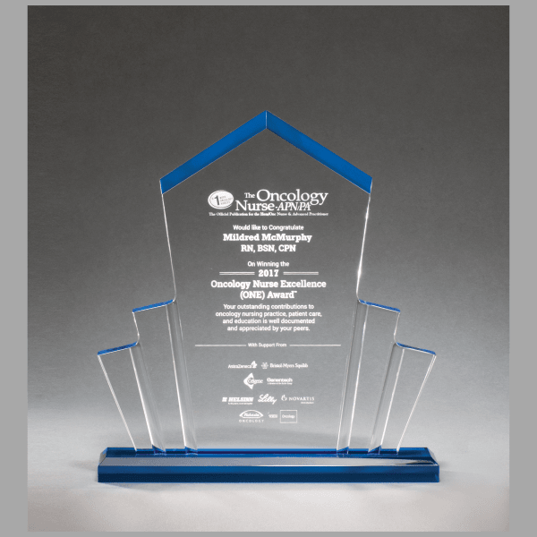 10" x 10.75" Large Tower Spotlight Clear Acrylic w Award – item A7001