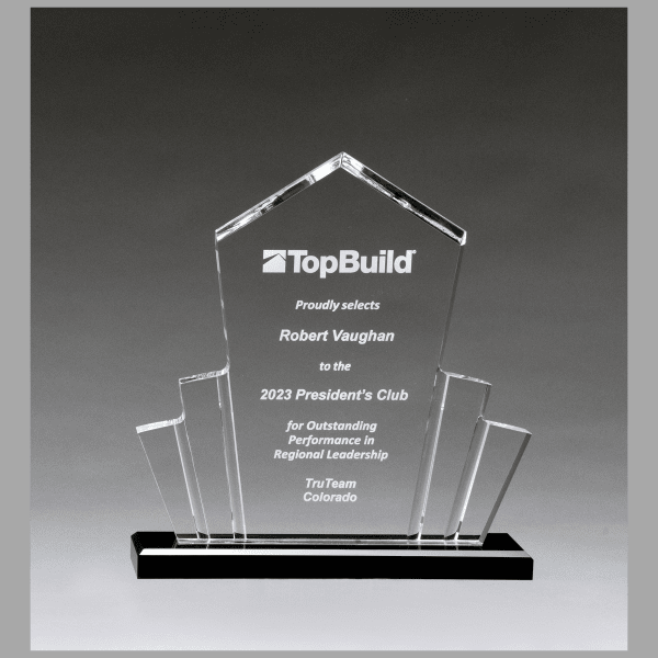 10" x 10.75" Large Tower Spotlight Clear Acrylic w Award – item A7008