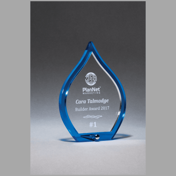 6" x 8.25" Blue Flame Acrylic w/ Clear Pop-Out Center Award – item A7039