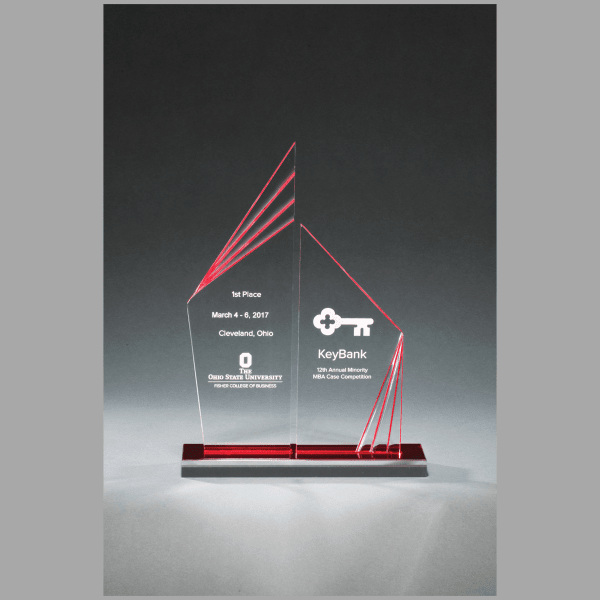 7" x 9.5" Double Zenith Acrylic w/ Red Mirror Base Award – item A7077