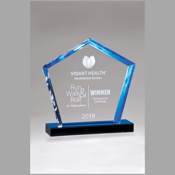 8" x 9" Diamond Series Acrylic Award w/ Blue Accent – item A7120