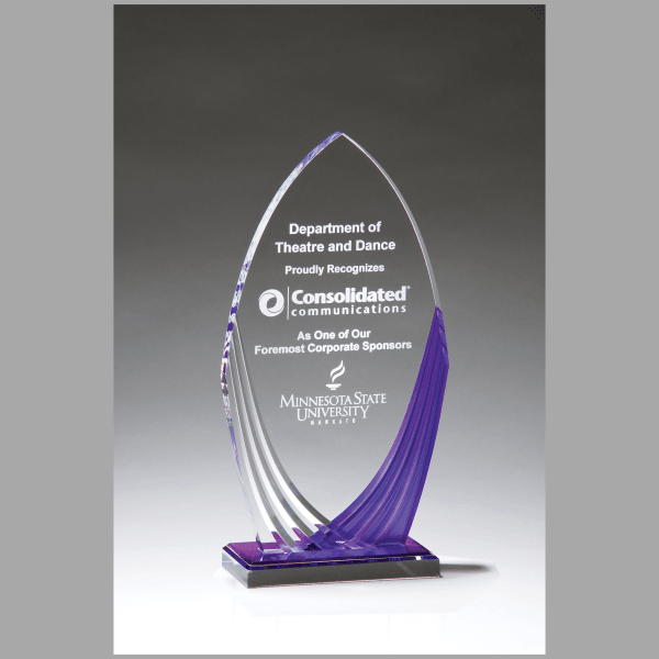 4.75" x 9" Tidal Series Acrylic w/ Printed Violet Award – item A7128