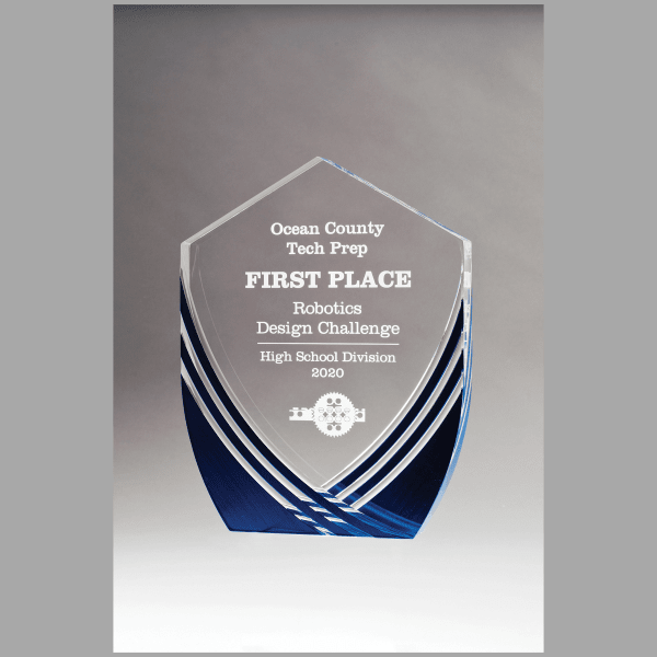 7.375" x 9.5" Shield Series Clear Acrylic w/ Score Award – item A7166