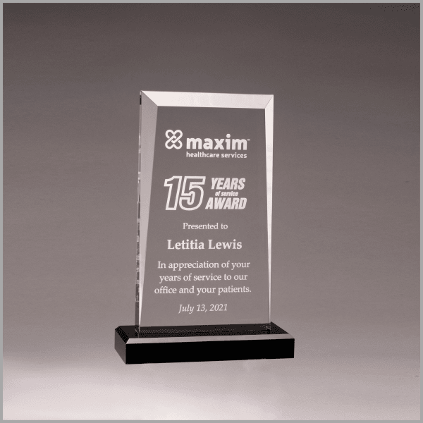 5" x 7.75" Apex Series Clear Acrylic Award w/ Black Base – item A7190