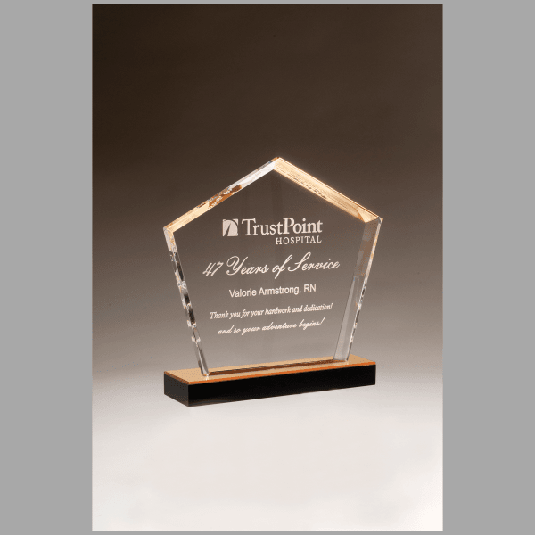 8" x 9" Diamond Series Acrylic w/ Gold Accent & Award – item A7212