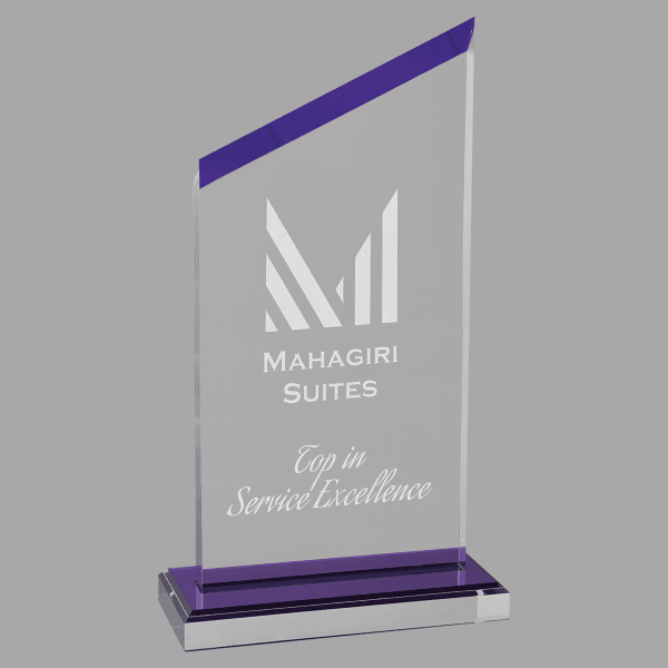 4 1/2 x 8.5" Zenith Series Acrylic w/ Purple Accents Award – item A7216