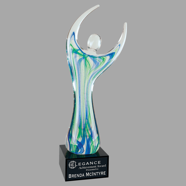 12" Raised Arms Art Glass Award – item AGS10