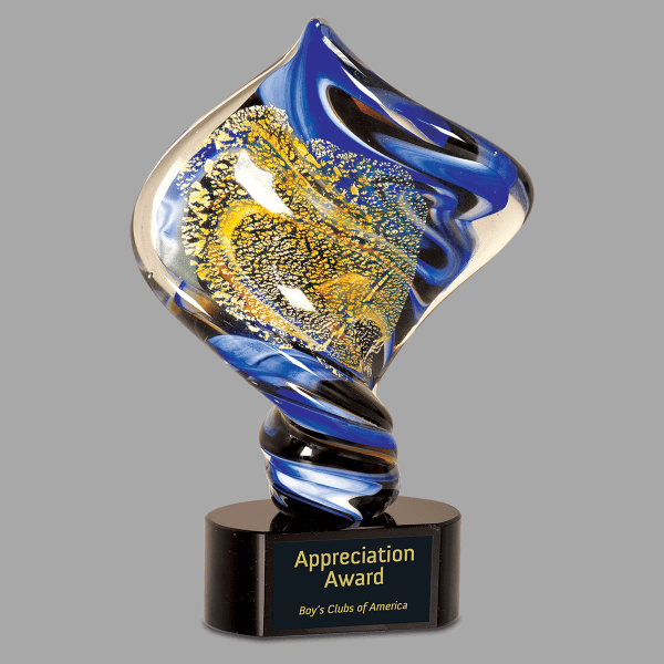 11" Diamond Twist Art Glass Award – item AGS13 image 2