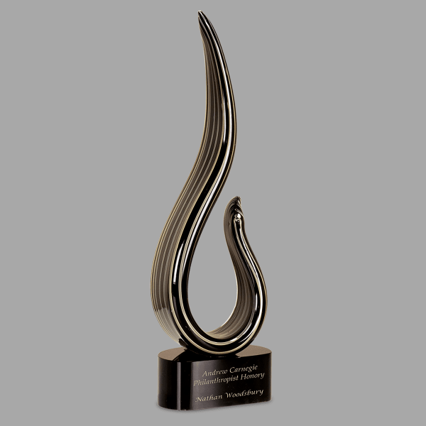 15" Black & Gold Curve Art Glass Award – item AGS25 image 2