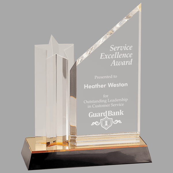 9" Star Column with Clear Plaq Acrylic Award – item ASC59