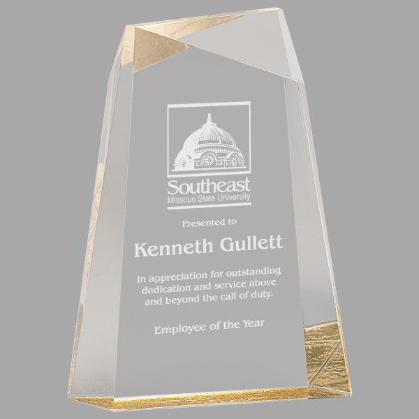 7" Acylic Facet Wedge Acrylic Award – item AWG7GD image 2