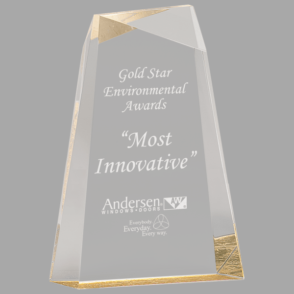 8" Acylic Facet Wedge Acrylic Award – item AWG8GD image 2