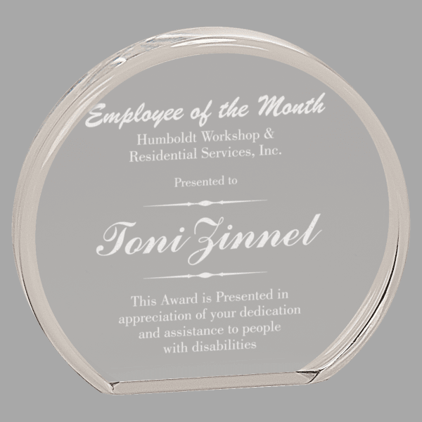 5" X 4.5 Clear Round Acrylic Award – item BAC012