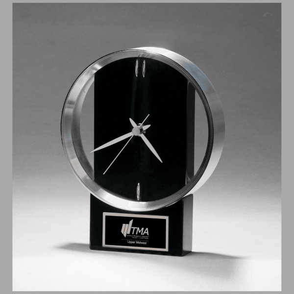 5.625" x 7.75" Black Quartz Clock Plaque – item BC1025