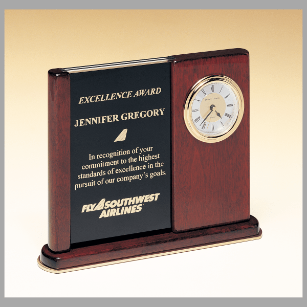 6.75" x 8.5" Rosewood Quartz Clock Plaque – item BC3