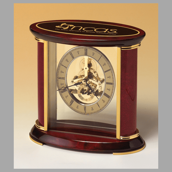 7" x 9" Rosewood Quartz Clock Plaque – item BC523