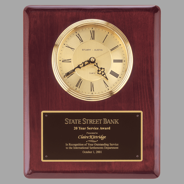 10.5" x 13" Rosewood Quartz Clock Plaque – item BC68
