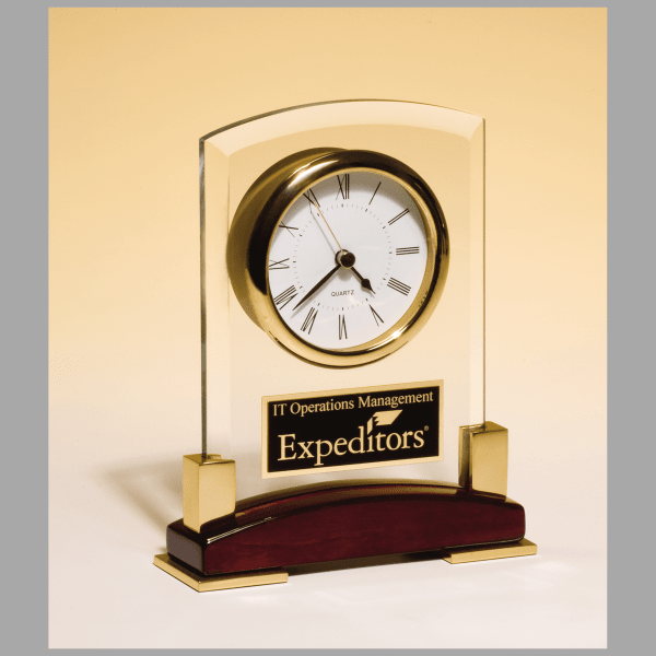 6" x 7.75" Rosewood Quartz Clock Plaque – item BC872