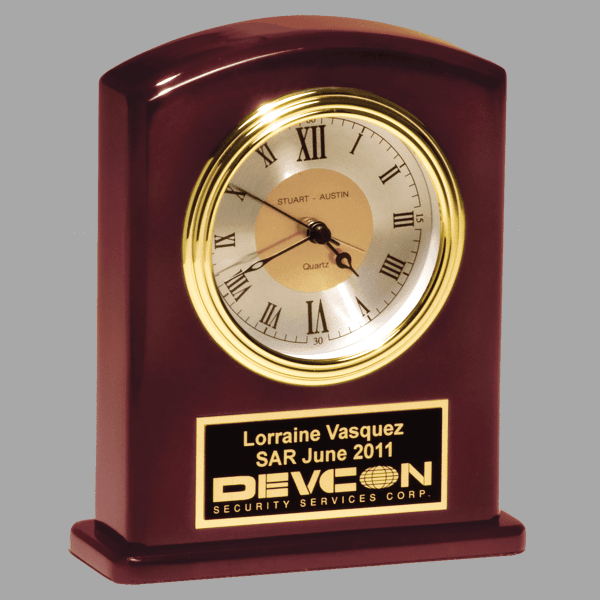 5.25" x 6.75" Rosewood Quartz Clock Plaque – item BC970