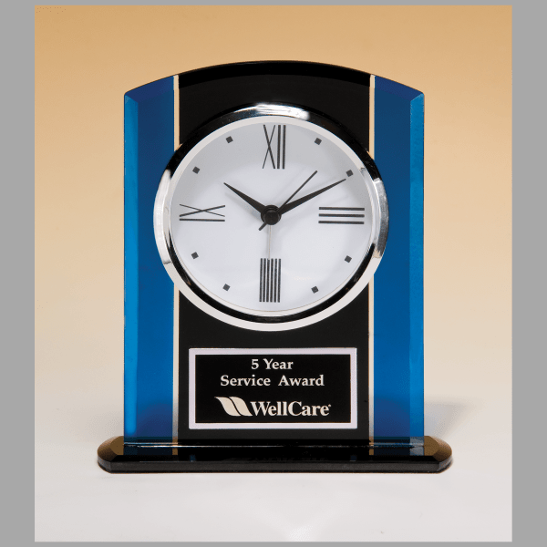 5.25" x 6.25" Black Quartz Clock Plaque – item BC973