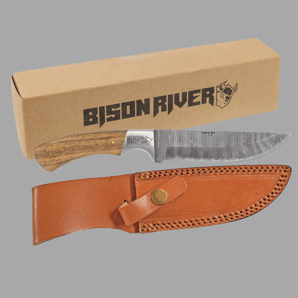 Bison River 9.5" Fixed Blade Knife with Damascus Steel – item BR1753
