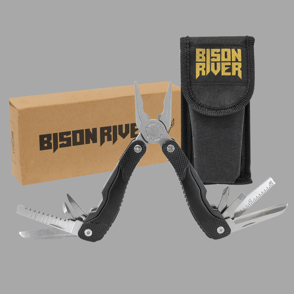 Bison River Anodized Aluminum Multi-Tool with Nylon Sheath – item BR2501