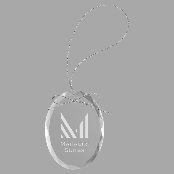 3.25" Clear Oval Glass Ornament w/ Silver String – item CGS102 image 5