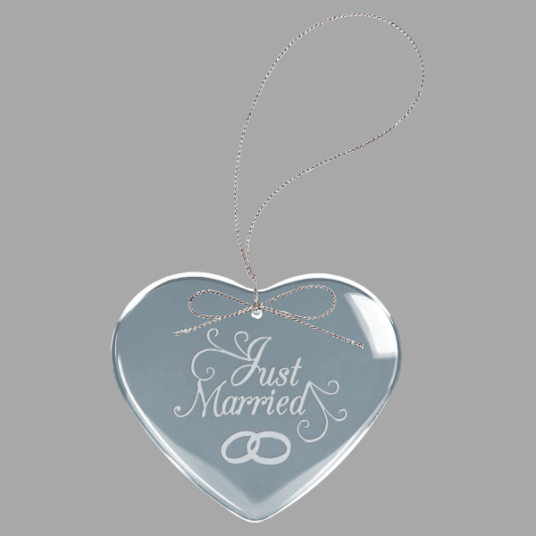 3" Clear Heart Glass Ornament w/ Silver String – item CGS104 image 6