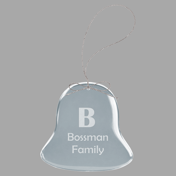 3" Clear Bell Glass Ornament w/ Silver String – item CGS105 image 6