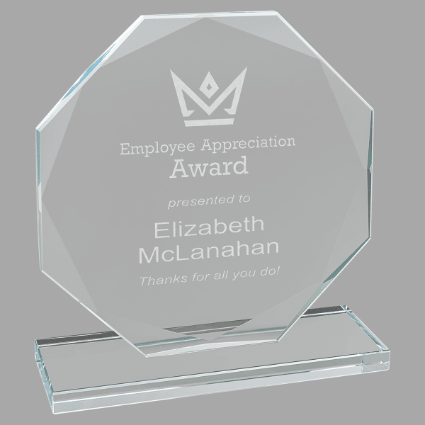 6" Octagon Clear Glass Award – item CGS11 image 3