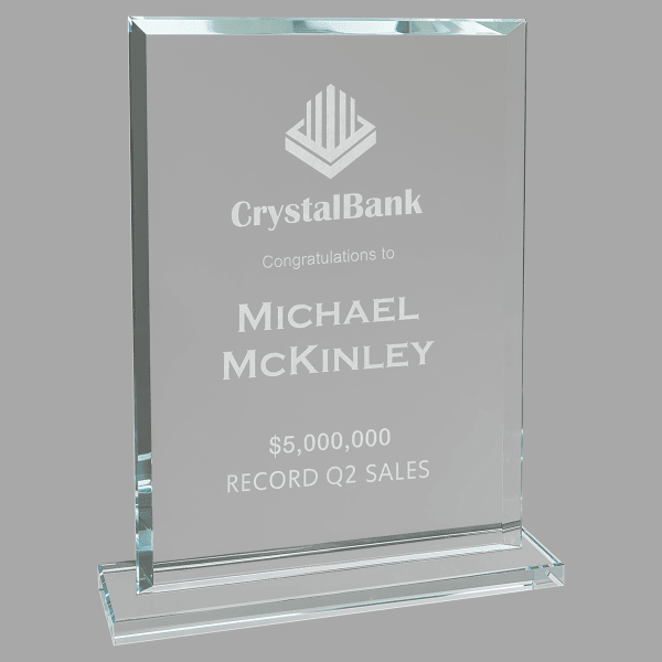 8.5" Rect. Clear Glass Award – item CGS33 image 3
