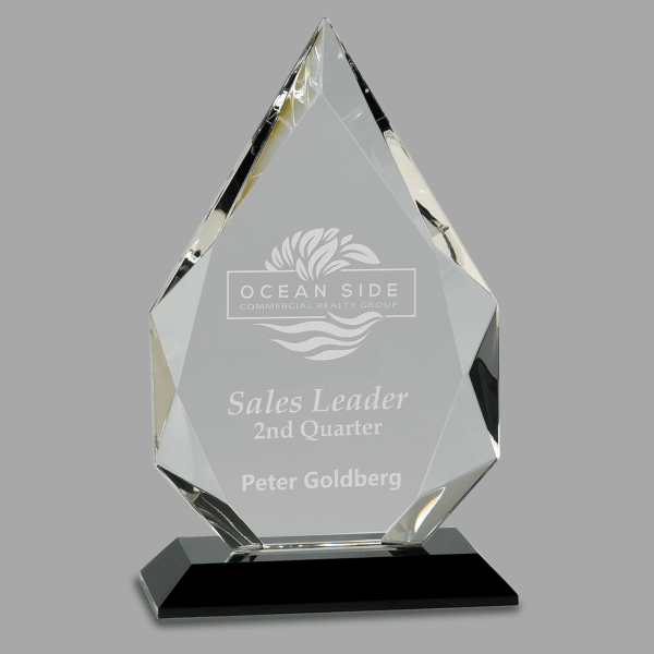 8" Diamond Crystal on Black Pedestal Base Award – item CRY005S image 2