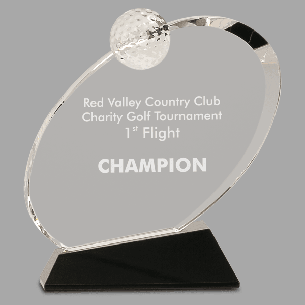7.25" Clear Crystal Oblong Golf Award on Black Base – item CRY013L image 2