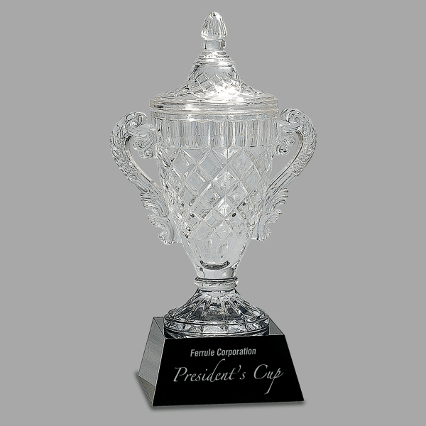 14" Crystal Cup on Black Pedestal Base Award – item CRY051L image 2