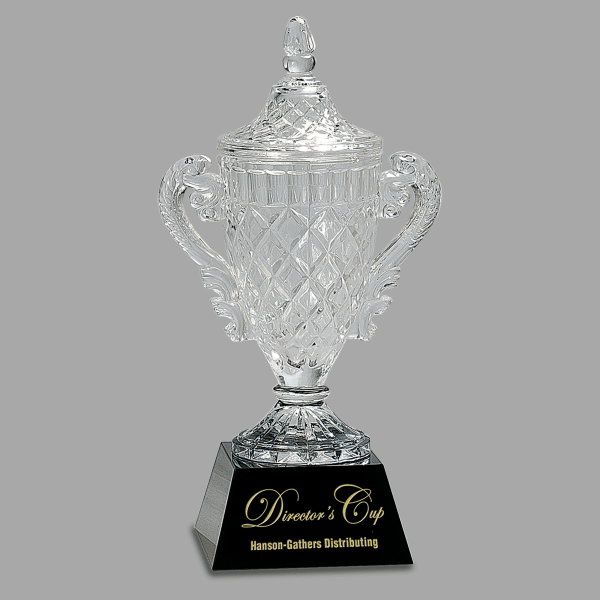 12.75" Crystal Cup on Black Pedestal Base Award – item CRY051M image 2