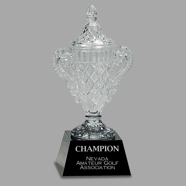 10.75" Crystal Cup on Black Pedestal Base Award – item CRY051S image 2